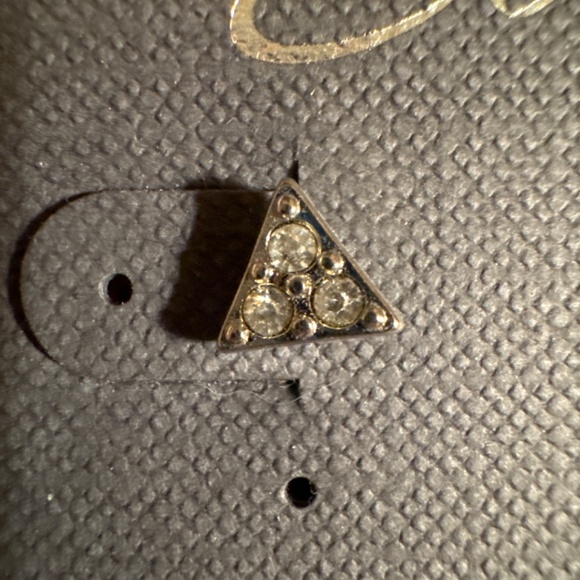 Tiny Triangle Rhinestone Stud Earrings - Picture 2 of 4